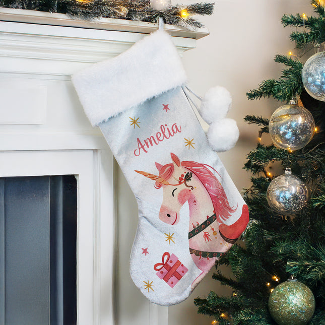 Unicorn Christmas Stocking - Personalised