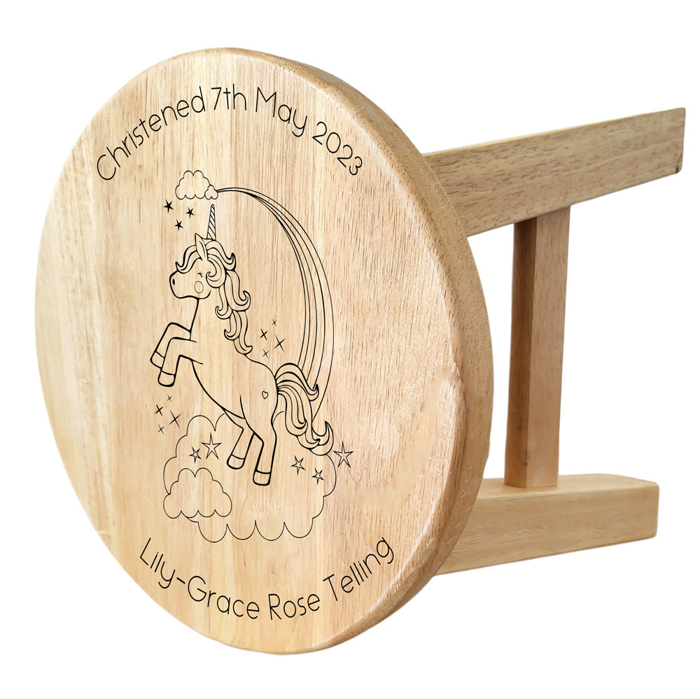 Unicorn Wooden Stool - Personalised