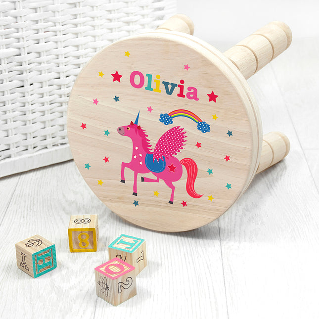 Unicorn Wooden Stool - Personalised