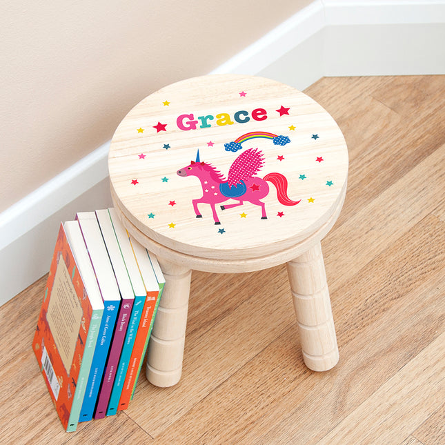 Unicorn Wooden Stool - Personalised