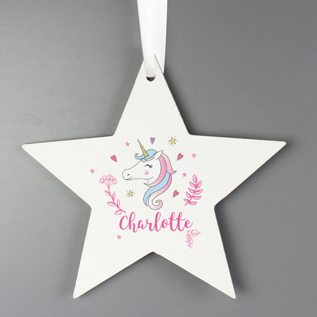 Unicorn - Personalised Wooden Star Decoration