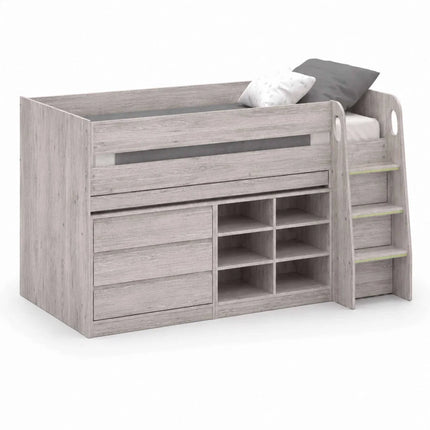 Vespa Mid Sleeper with Desk - Grey Oak