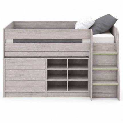 Vespa Mid Sleeper with Desk - Grey Oak