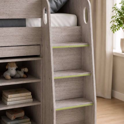 Vespa Mid Sleeper with Desk - Grey Oak