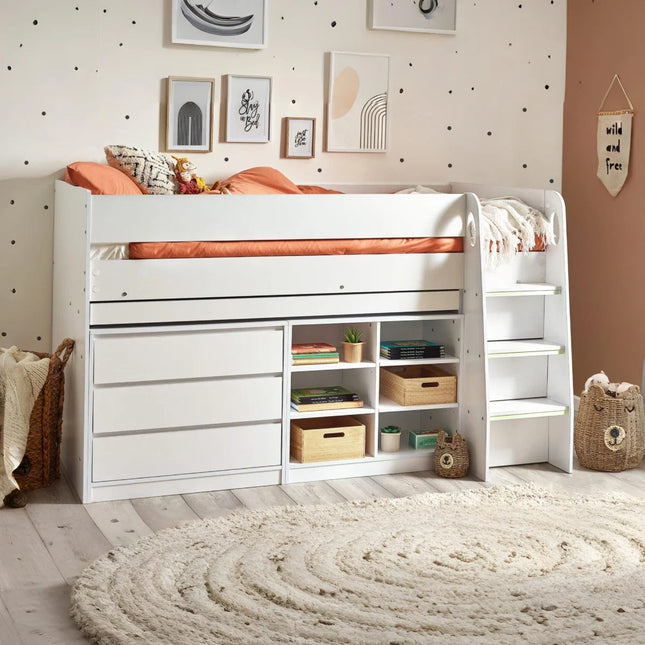 Vespa Mid Sleeper with Desk - White
