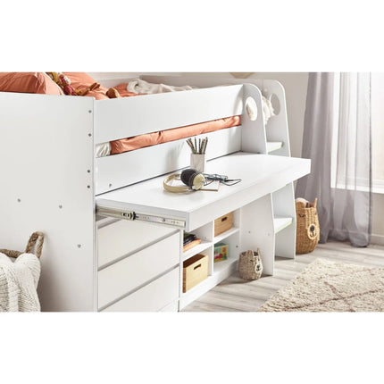 Vespa Mid Sleeper with Desk - White