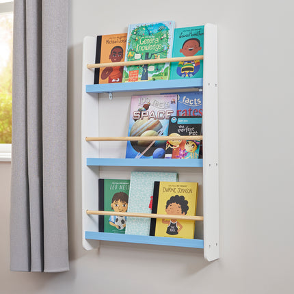 Wall Bookshelf - Blue & White
