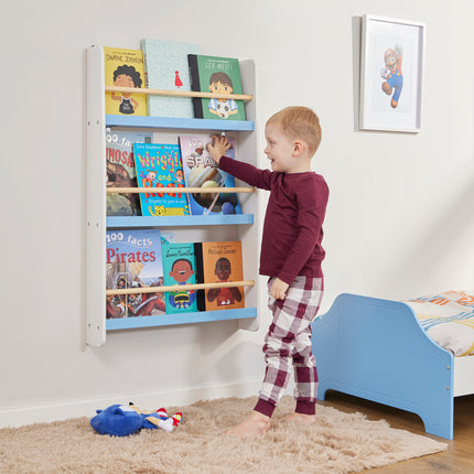 Wall Bookshelf - Blue & White