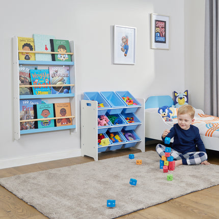 Wall Bookshelf - Blue & White