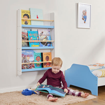 Wall Bookshelf - Blue & White