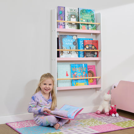 Wall Bookshelf - Pink & White