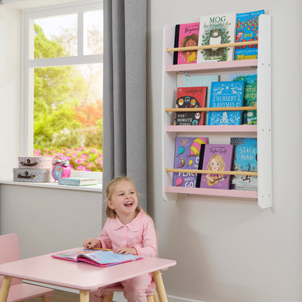 Wall Bookshelf - Pink & White