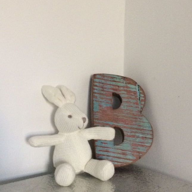 White Bunny Baby Rattle Knitted Organic Cotton