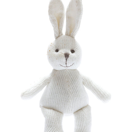 White Bunny Baby Rattle Knitted Organic Cotton