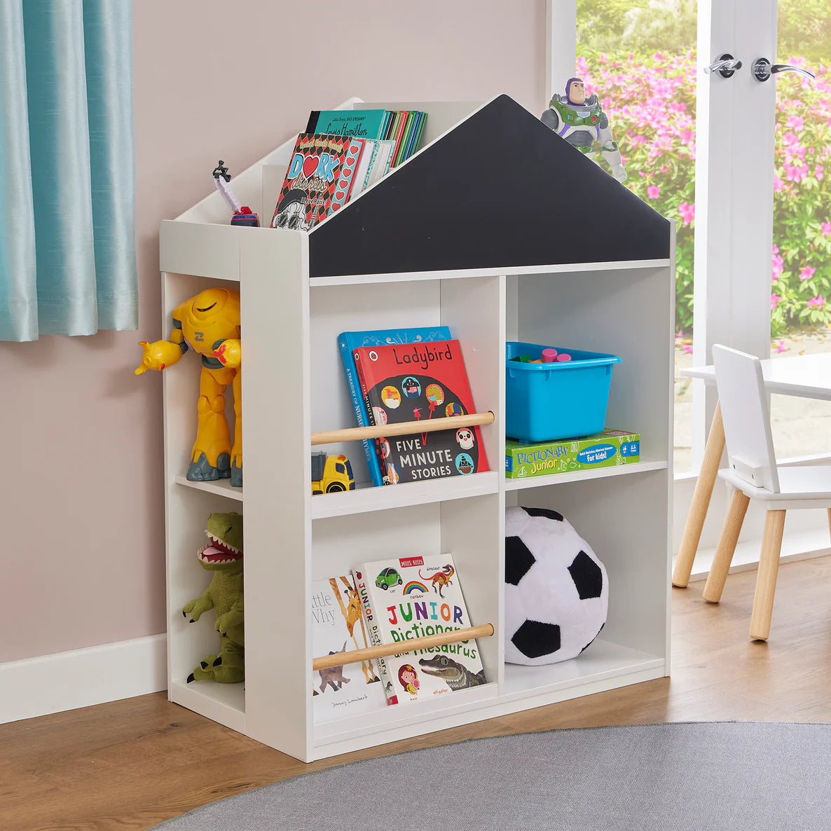 White Blackboard Bookcase and Storage Cabinet