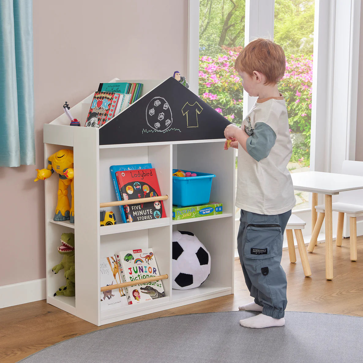 White Blackboard Bookcase and Storage Cabinet