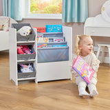 Book Display with Storage Bins - White