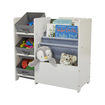 Book Display with Storage Bins - White