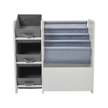 Book Display with Storage Bins - White