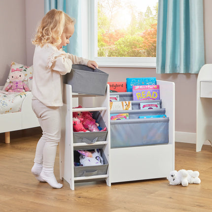 Book Display with Storage Bins - White
