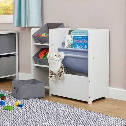 Book Display with Storage Bins - White