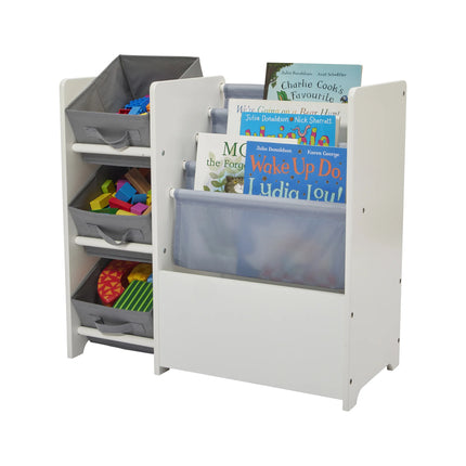 Book Display with Storage Bins - White
