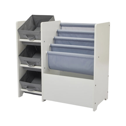 Book Display with Storage Bins - White