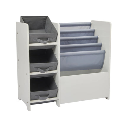 Book Display with Storage Bins - White