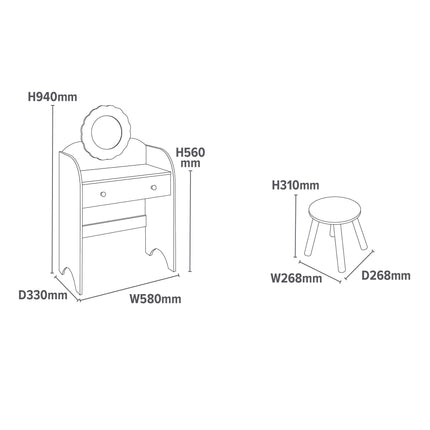White Dressing Table & Stool