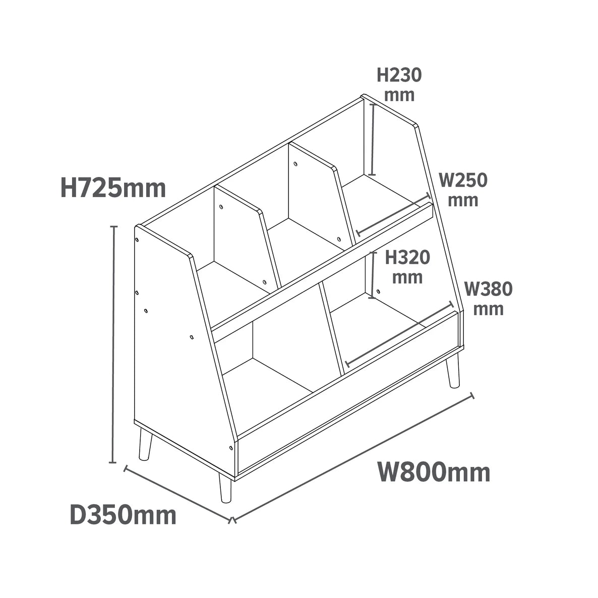 White Sloping Bookcase