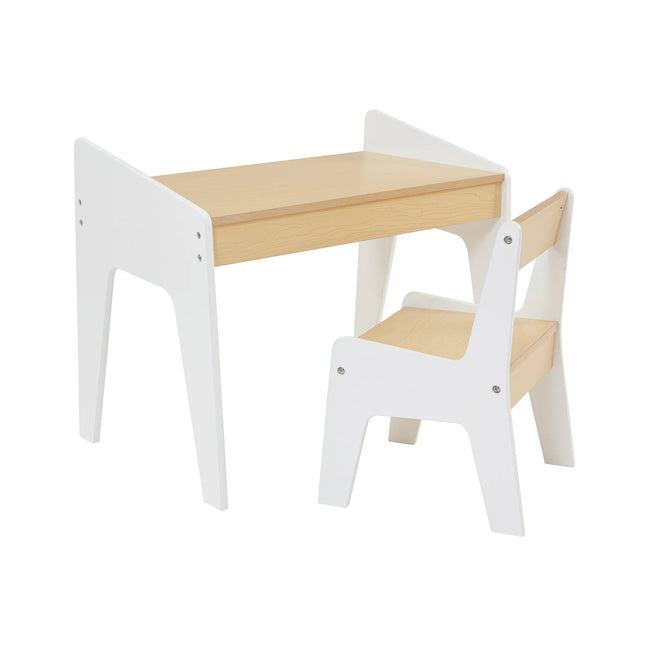 White & Pine Desk and Chair