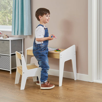 White & Pine Desk and Chair