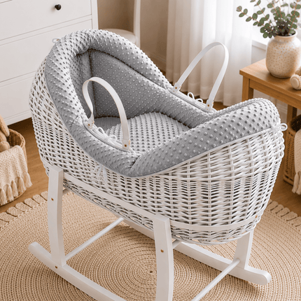 Wicker Deluxe Pod Baby Moses Basket With Stand