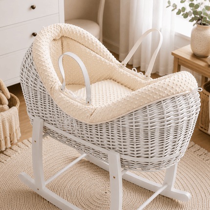 Wicker Deluxe Pod Baby Moses Basket With Stand