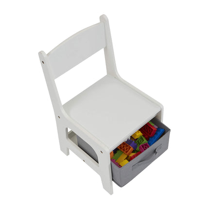 Activity Table with Two Chairs and Grey Storage Bins