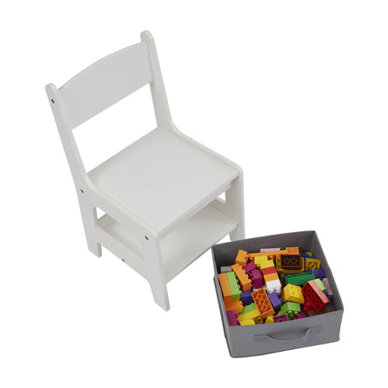 Activity Table with Two Chairs and Grey Storage Bins