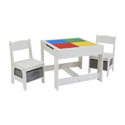 Activity Table with Two Chairs and Grey Storage Bins