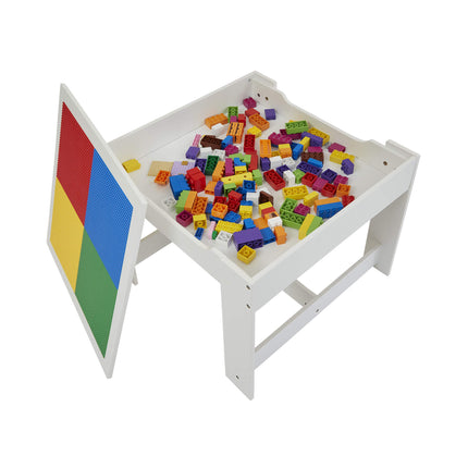 Activity Table with Two Chairs and Grey Storage Bins