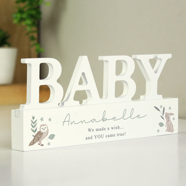 Personalised Wooden Naming Plaque - Woodland Animal