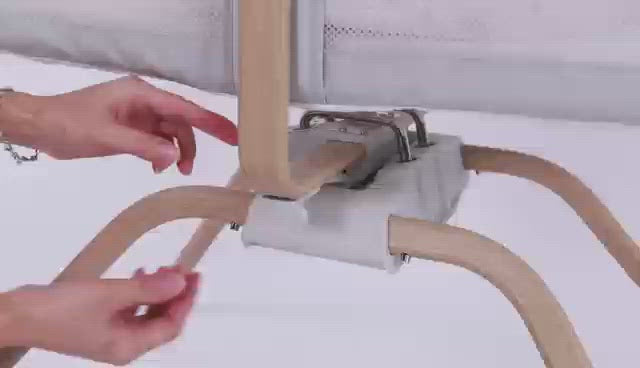Video showing ability to lock the gliding mechanism of Babymore's Air Motion Gliding Crib in Slate