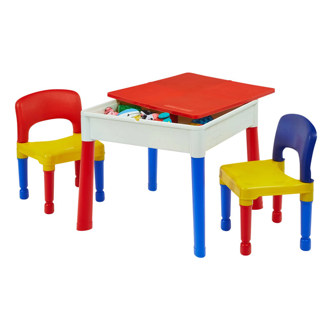 5 in 1 Multi Activity Table & Chairs - Red & Blue