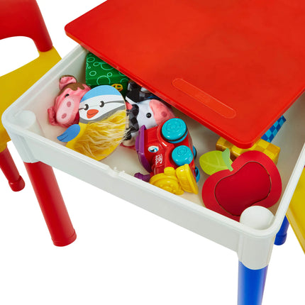 5 in 1 Multi Activity Table & Chairs - Red & Blue