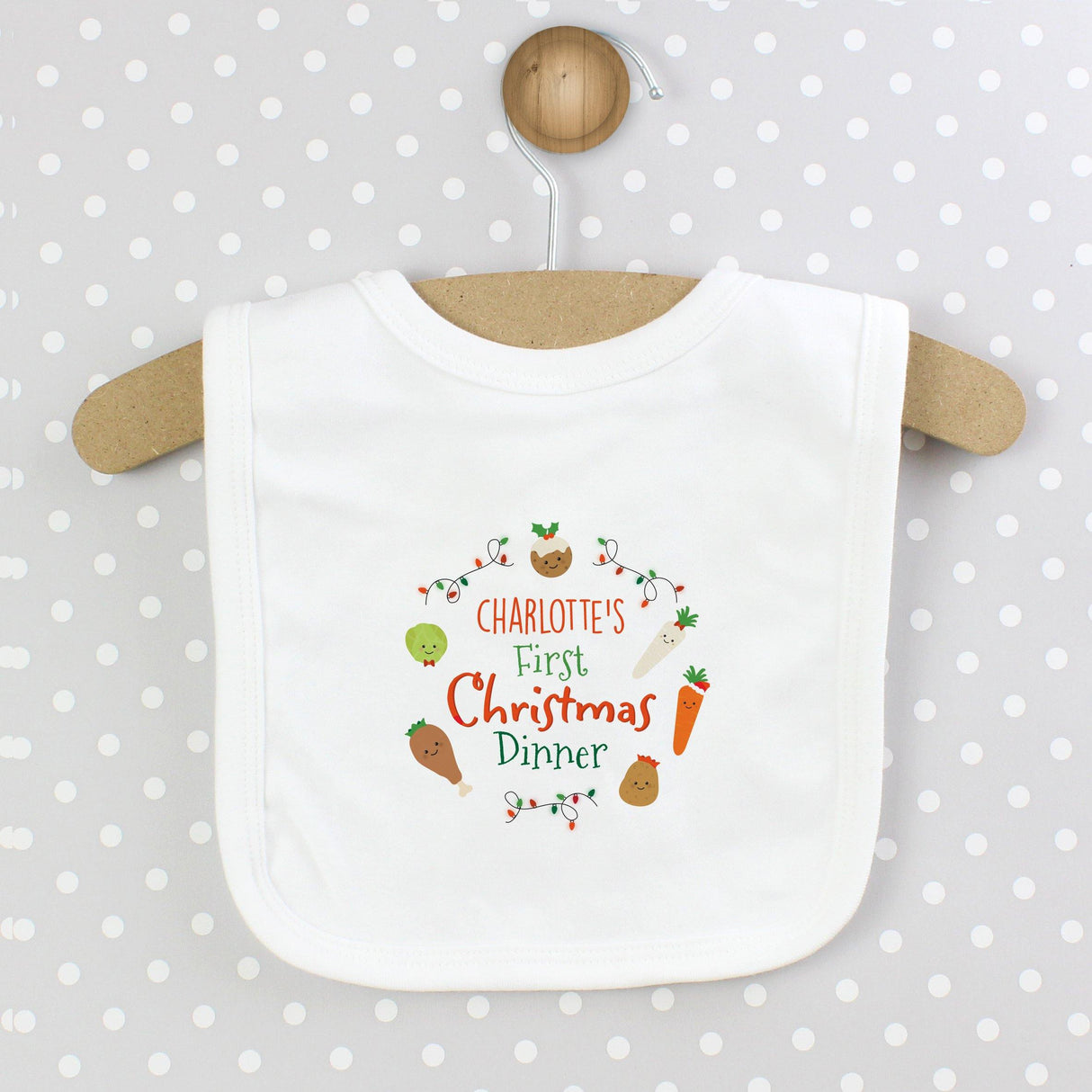 Christmas Dinner - Personalised First Christmas Dinner Bib - Junior Bambinos