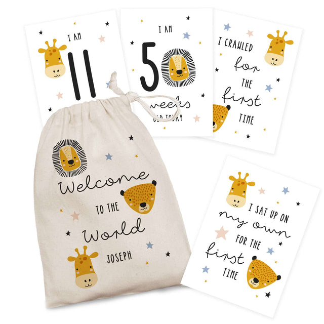 Personalised Scandi Animals Milestone Cards - Signature Gifts - Junior Bambinos
