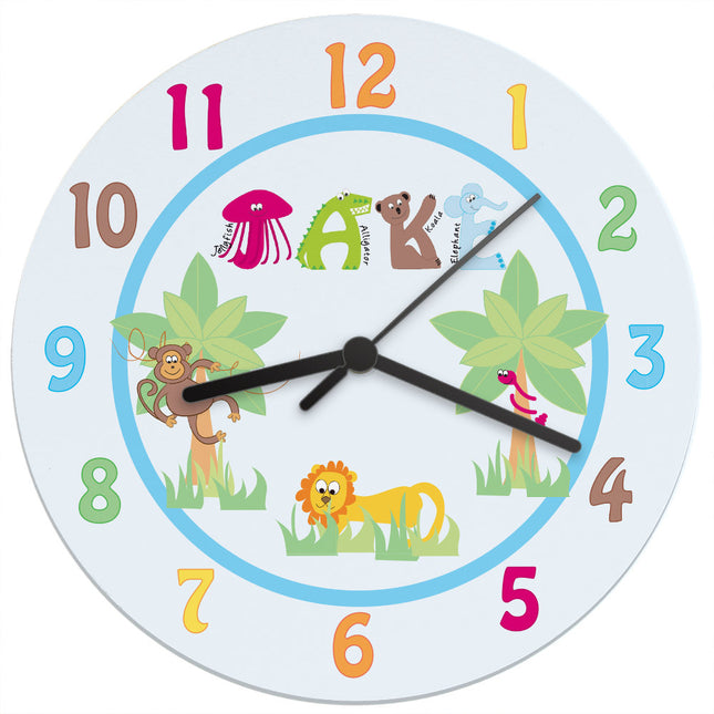 Animal Alphabet - Personalised Wall Clock - Personalised Memento Company - Junior Bambinos