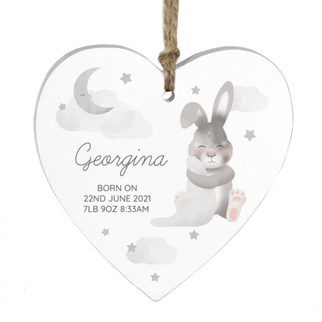 Baby Bunny - Personalised Wooden Heart Decoration - Personalised Memento Company - Junior Bambinos