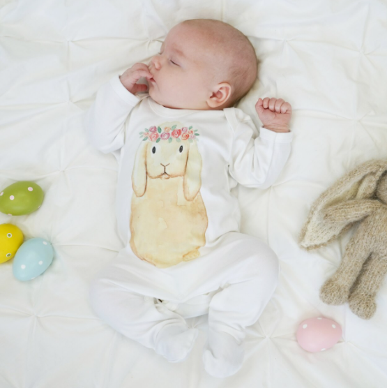 Baby Sleepsuit - Flower Crown Bunny Rabbit - Junior Bambinos
