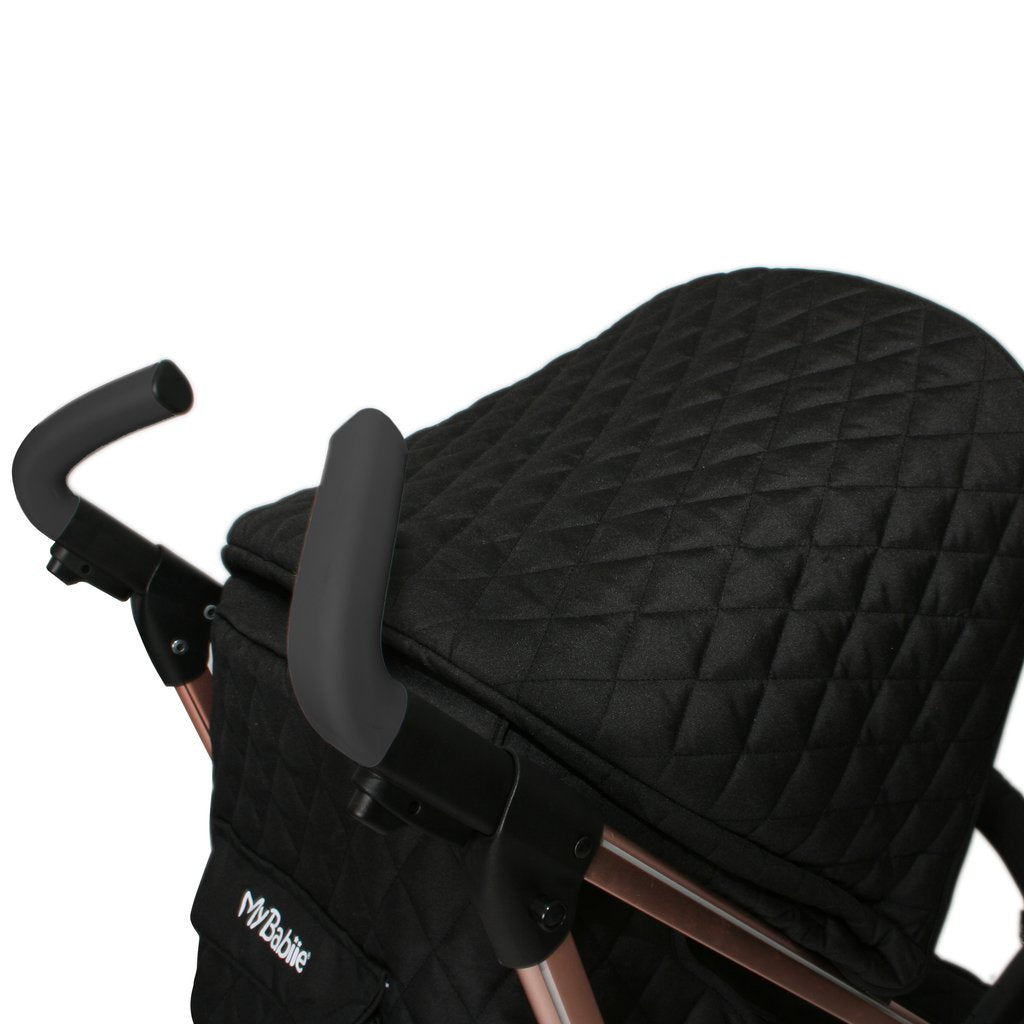 Billie Faiers Black Quilted Stroller showing Handles