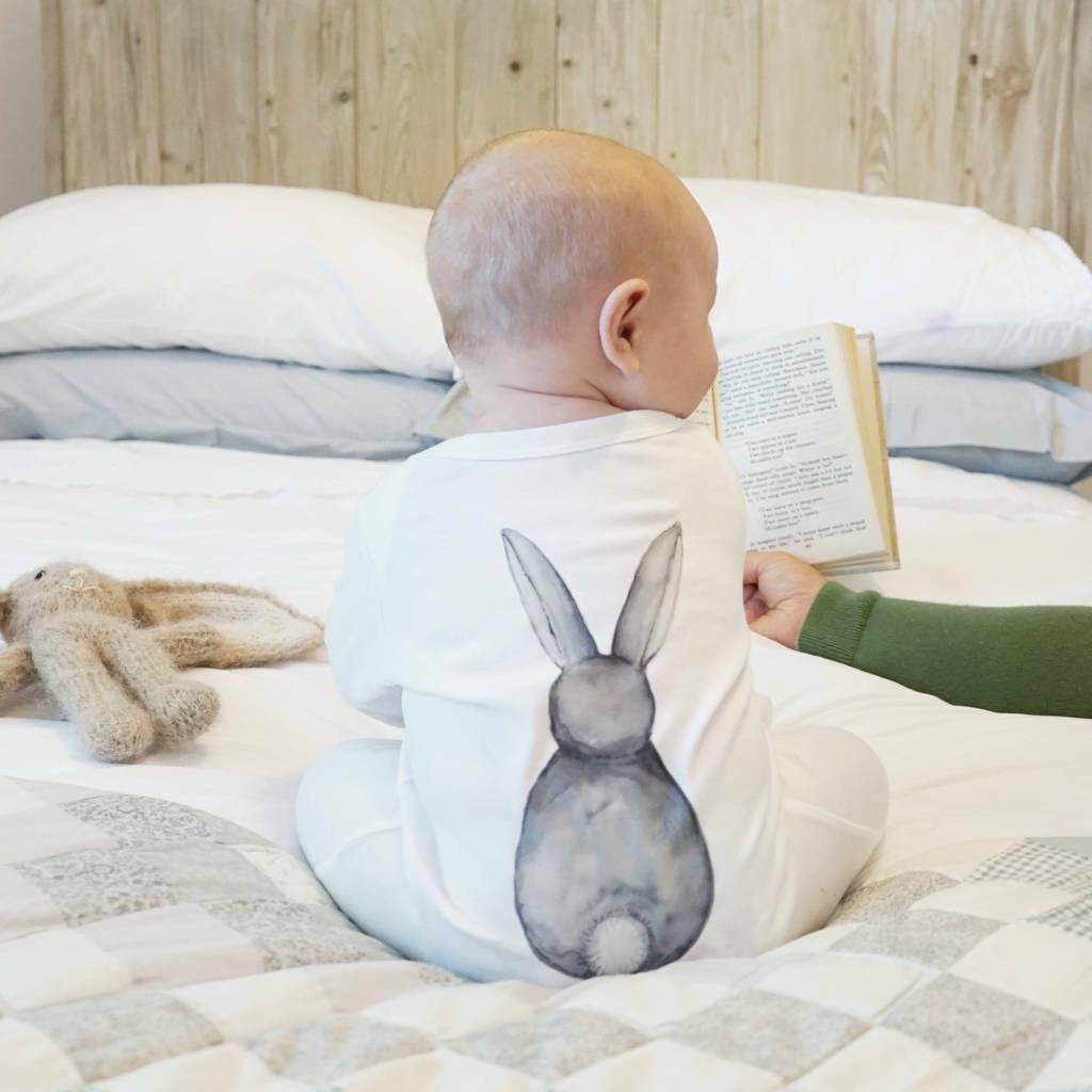 Baby Sleepsuit - Watercolour Bunny Rabbit - Junior Bambinos