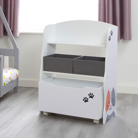 Cat & Dog Storage Unit with Rollout Toy Box - Liberty House Toys - Junior Bambinos